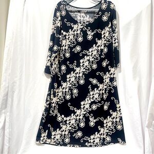 Elegant Black and White Floral Dress Plus Sz 2X JM Studio